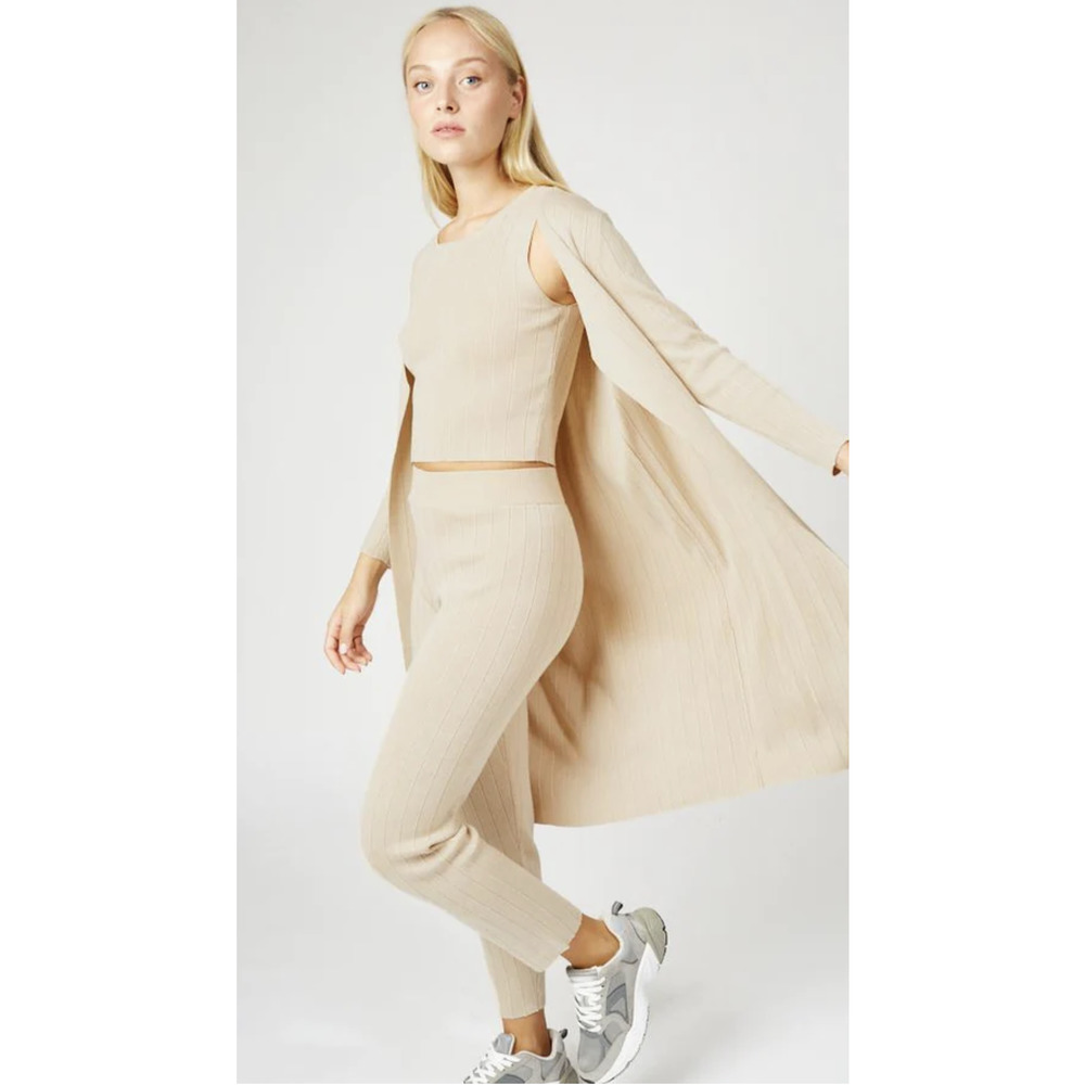 Silk & Salt Staycation Sweat Set Womens Size Large Beige Loungewear New 3 Piece